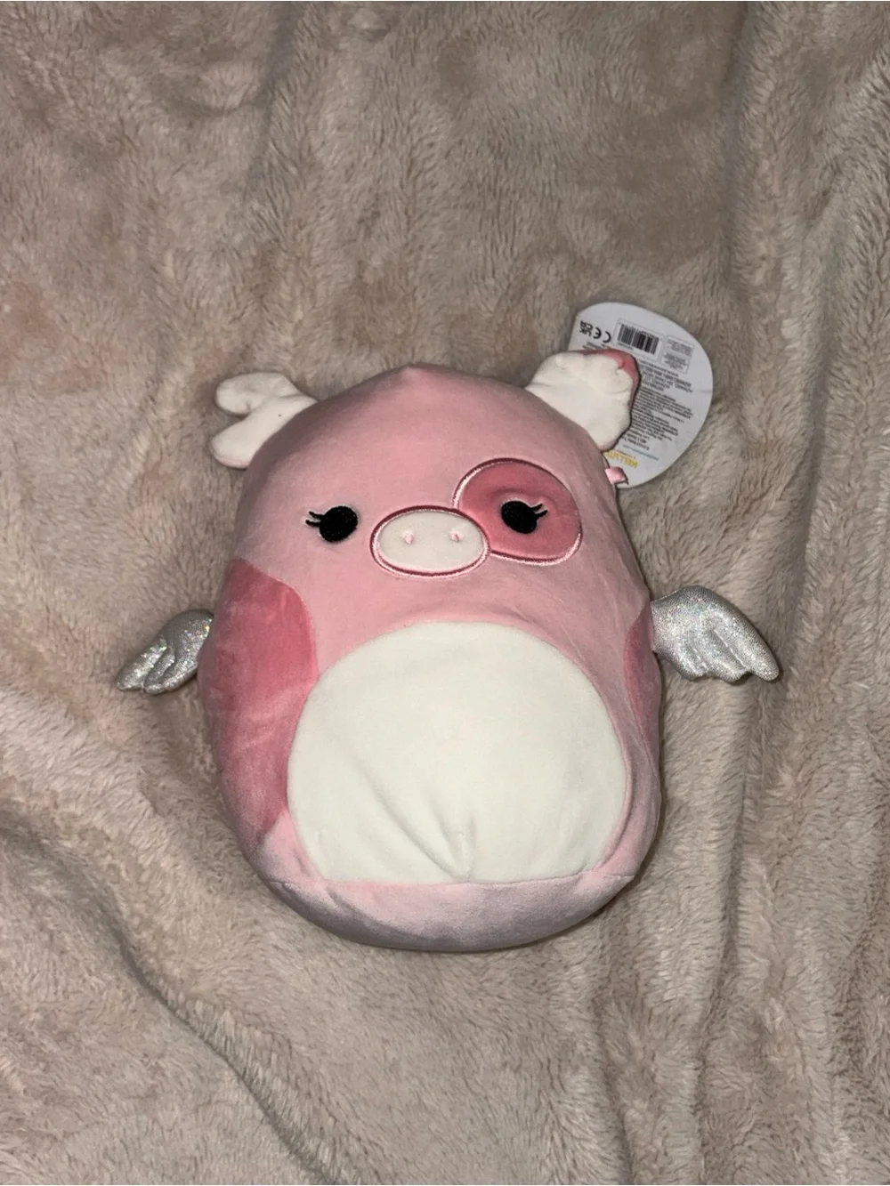 Squishmallows Pink and White Pig with Silver Wings - Peety